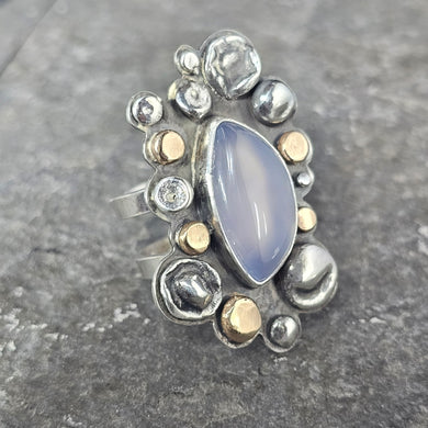 *For Julia Rinker* Abyssinian Blue Chalcedony Ring