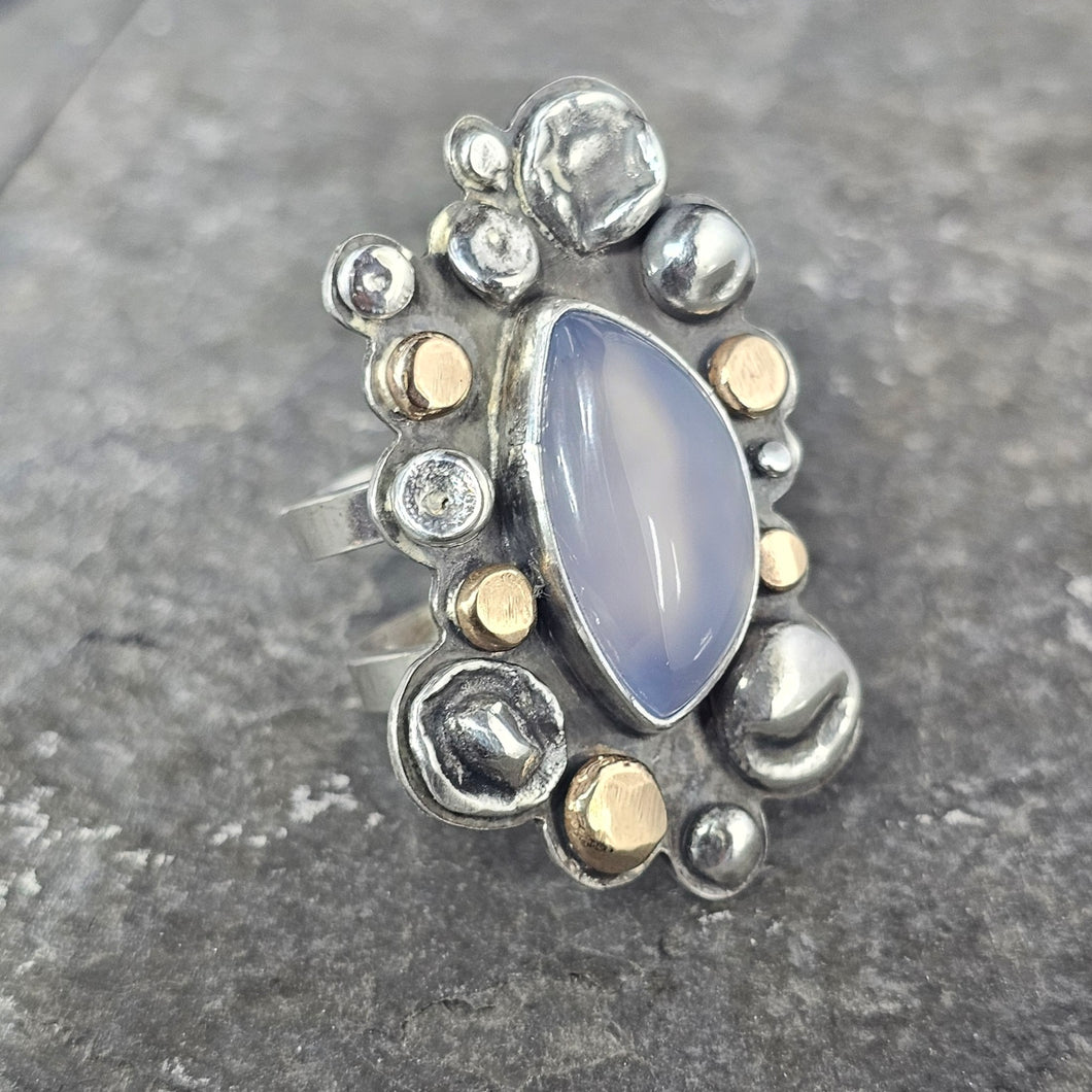 *For Julia Rinker* Abyssinian Blue Chalcedony Ring