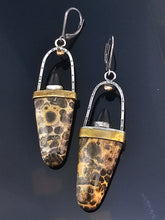 Load image into Gallery viewer, Leopard Skin Jasper and Onyx Earrings