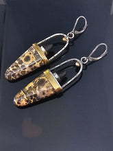 Load image into Gallery viewer, Leopard Skin Jasper and Onyx Earrings