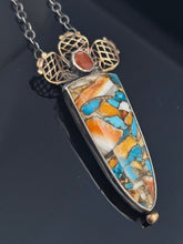 Load image into Gallery viewer, Turquoise &amp; Spiny Oyster composite pendant
