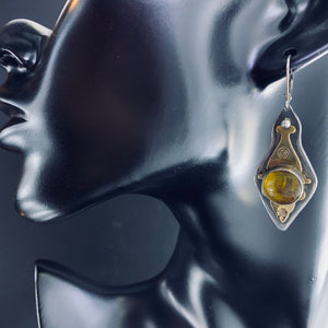 Sterling-brass Amber Earrings