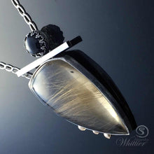 Load image into Gallery viewer, Rutilated Quartz and Black Star Diopside Pendant